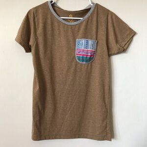 GOING OM yoga tee shirt top cotton tribal pocket